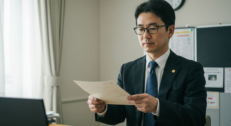 辞表を出す男性