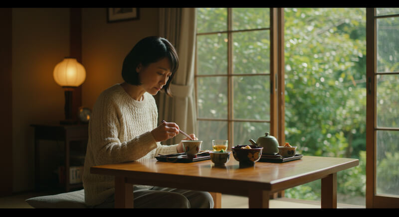 寂しく1人で食事